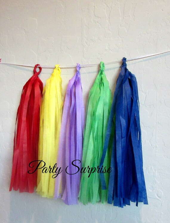 Rainbow Garland, Rainbow Tissue Tassel Garland, Rainbow Party Decoration, Tassel Garland, Wedding Garland, Party Garland Il_570xn