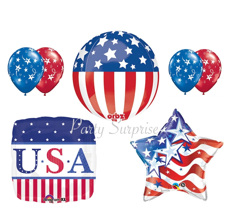 Set of Three Republican Party Patriotic Red White and Blue Elephant Balloons