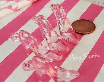Shoe Charms Cinderella Slipper Charms Sheer Clear Pastel Pink Shoe, Girl Party Fairy tale Charm favor gifts, Bridal Shower Favors