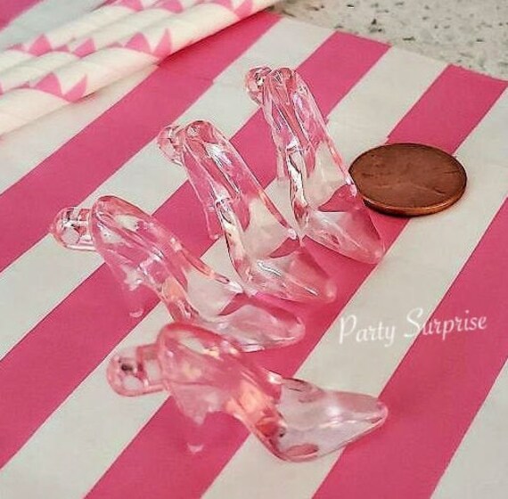 Shoe Charms Cinderella Slipper Charms Sheer Clear Pastel Pink Shoe, Girl Party Fairy tale Charm favor gifts, Bridal Shower Favors Il_570xn