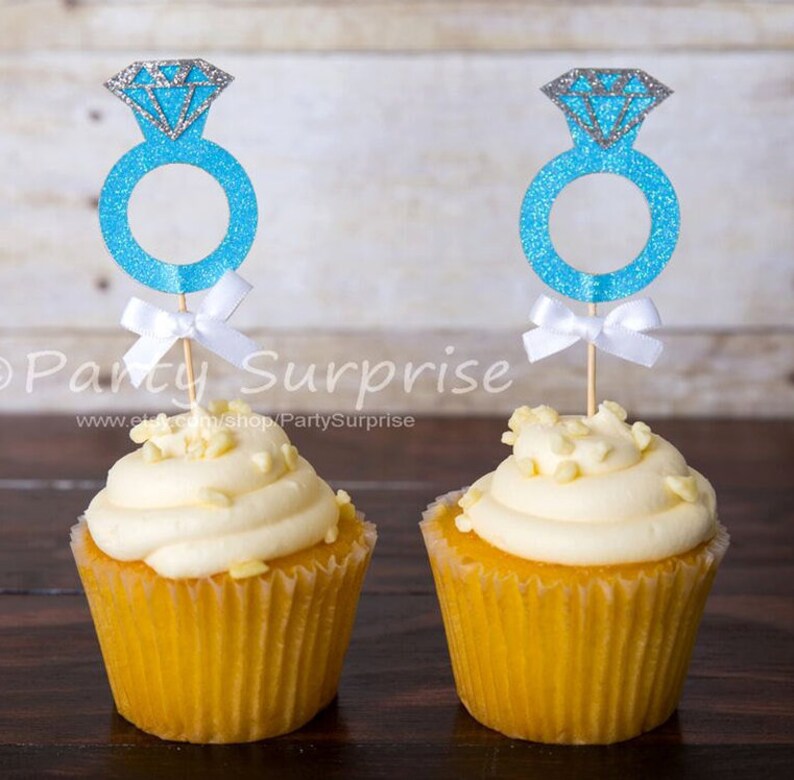 Ring Cupcake Toppers Engagement Bridal Shower Party Wedding Etsy