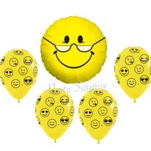 Emoji Balloon Package Bifocal Grandpa Grandma Balloons, Over the Hill Balloons, Retirement Balloons, Birthday Balloons Smiley emoji balloons image 1