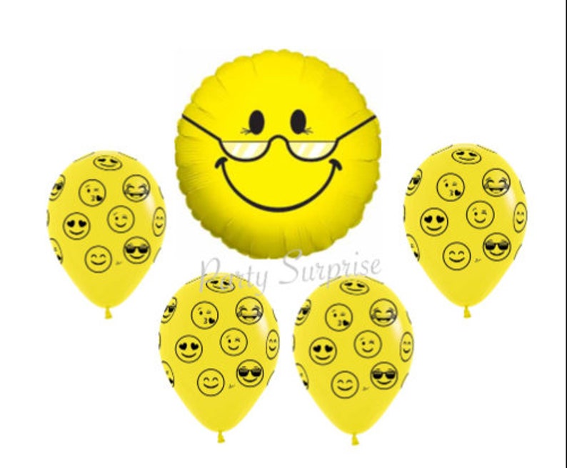 Emoji Balloon Package Bifocal Grandpa Grandma Balloons, Over the Hill Balloons, Retirement Balloons, Birthday Balloons Smiley emoji balloons image 1