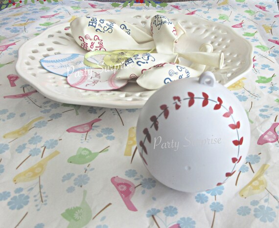 Gender Reveal Baseball Powder Boy or Girl Optional Confetti Balloons Memory Tag Cupcake Toppers Gender Reveal Ball Baby Boy Baby Girl Il_570xn