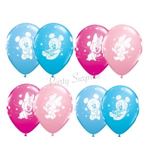 Baby Mickey Baby Minnie Balloons Mickey Minnie Baby Shower Balloons Blue Pink Gender Reveal Mouse Balloons Made in USA