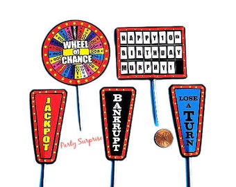 Wheel of Chance Game Cupcake Toppers Custom Made for You with Personalized Letter Board Game Night Kids Birthday Party Cupcake Toppers