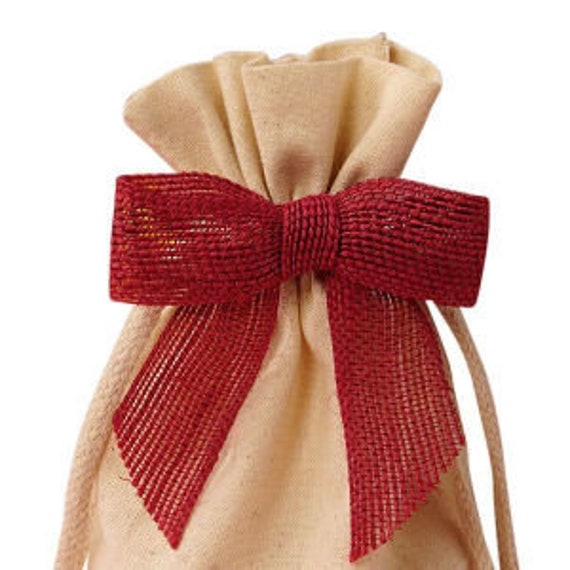 Red Bows Pre-Tied Jute Bows Natural Fibers Red Bows Christmas Gift Wrap Bows 3" wide Il_570xn