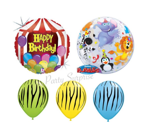 Circus Balloon Package Happy Birthday Circus Tent Bubble Animals Zebra Stripe Balloons Circus Animal Party Boy Girl Birthday Il_570xn