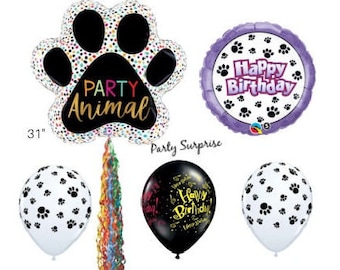 Paw Print Party Balloon Package Party Animal Balloons, Cat Party Dog Party Pawty Birthday Party Balloons Paw Print Party Balloon made in USA