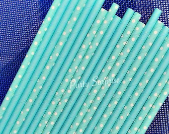 Baby Blue Straws, Polka Dot Straws, Solid Blue Straws, Boy Baby Shower 1st Birthday Straws Kids Boy Party Blue Straws