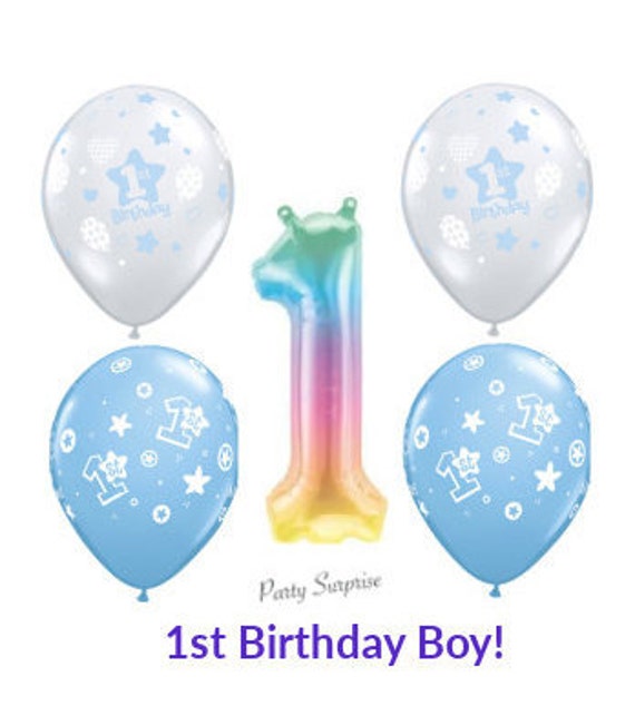 Ballons en latex bleus et transparents pour 1er anniversaire de petit garçon,  ballons en gelée numéro 1 fabriqués aux États-Unis -  France