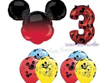 Mickey Mouse Balloon Ombre Super Shape Number Balloon Mickey Mylar Mickey Number Birthday Party Balloons Select Your PKG Made in USA