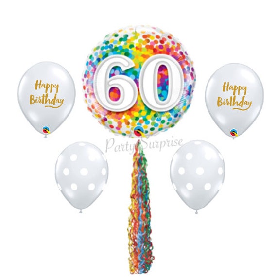 60th Birthday Balloon Package Mylar & Latex Select Your Pkg 60th Happy Birthday Rainbow and Gold Balloons Men Women 60th Birthday Party Il_570xn