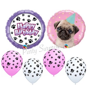 Pug Dog Banner Personalize Dog House Custom Made for You Pug Dog Pet Birthday Party Banner Matching Toppers Bakers Twine Pug Banner Dog image 8