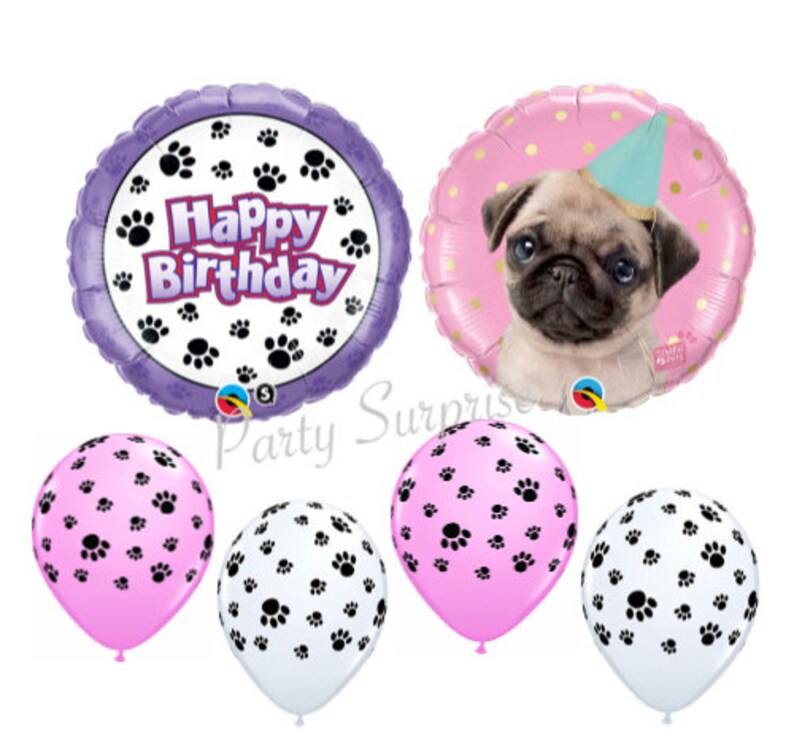 Pug Dog Banner Personalize Dog House Custom Made for You Pug Dog Pet Birthday Party Banner Matching Toppers Bakers Twine Pug Banner Dog image 8