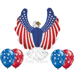 Patriotic Balloon Package American Eagle 36&quot; mylar foil 4th of July Veterans Campaign Election Rally Memorial Political Event decorations