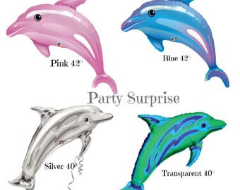Mylar Dolphin Balloons: Pink, Blue, Transparent, 40-42"