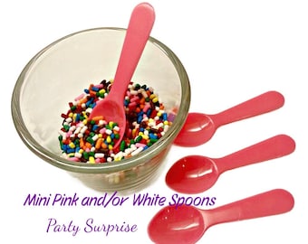 Mini Pink or White Spoons, Dessert Tasting Spoons 3"L