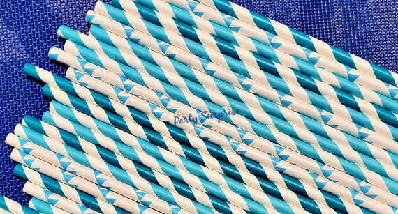 Blue Ombre Straws Aqua Blue White Teal Pennant Blue Straws Baby Shower Birthday Bar Mitzvah Hanukkah Airplane Naval Military Police Straws Il_570xn