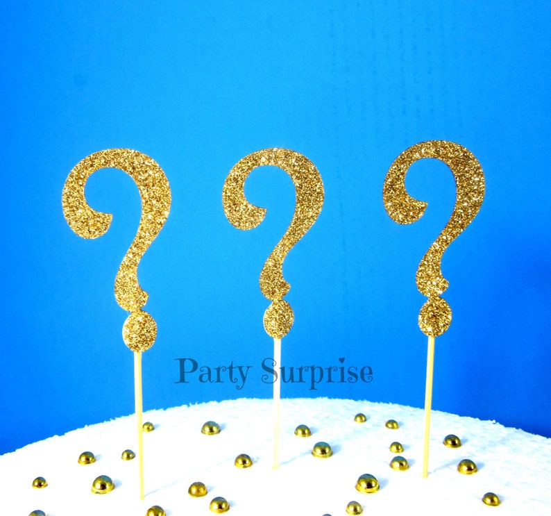 Gold Question Mark Cupcake Toppers Gold Glitter Question Mark Etsy
