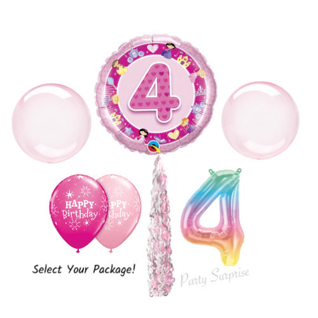 Paquete de ramo de globos de cumpleaños de 5 años, 8 princesas, incluye 9  globos de aluminio