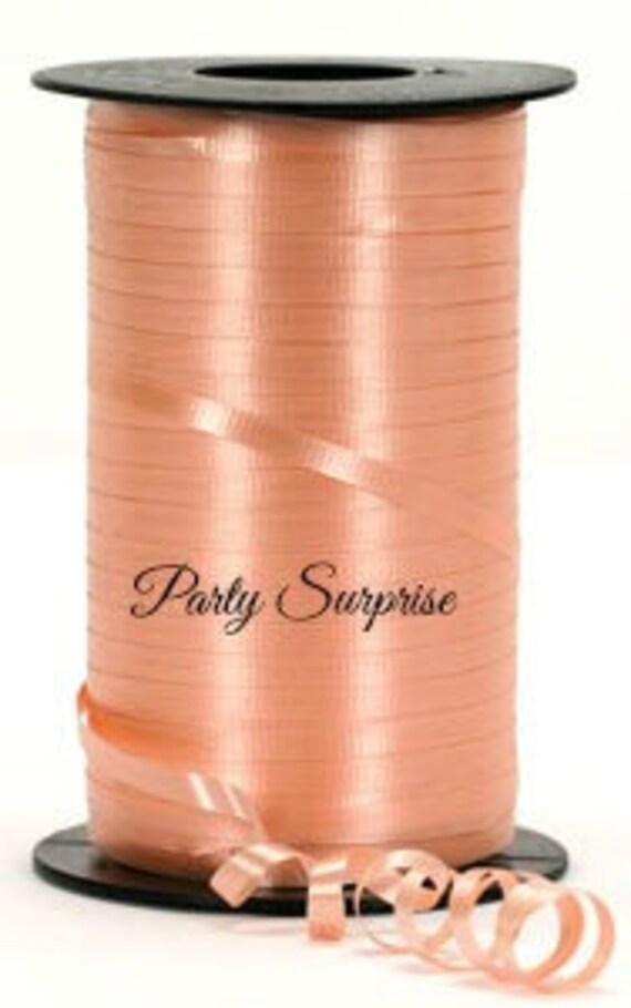 Peach Balloon Ribbon, Melon Balloon String, Gold 3/16” Crimped Curling  Ribbon, Roll of Ribbon, Peach Ribbon