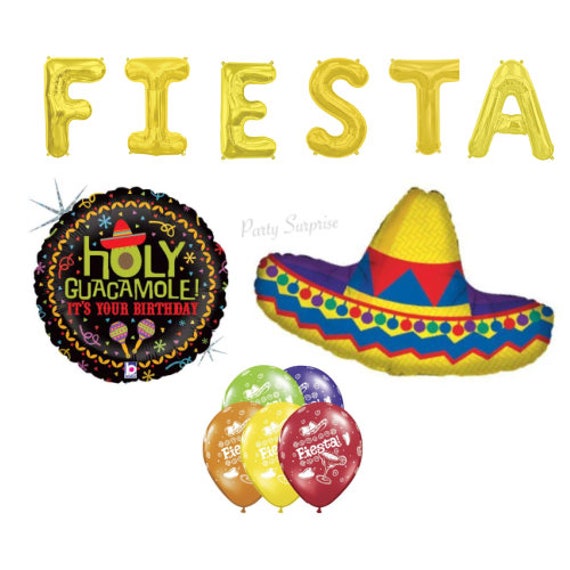 Fiesta Balloon Holy Guacamole Birthday Balloons Fiesta Sombrero Balloons Mylar Latex Made in USA Fiesta Birthday Party Il_570xn