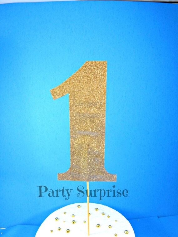 1st Birthday Cake Topper Party Supplies Gold 1 Glitter 1st Birthday