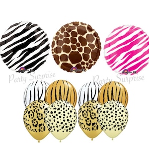 Safari Balloons Animal Print Balloons, Giraffe Jungle Party Balloons, Zoo Circus Kids Party Balloons Giraffe Made in USA Safari Party