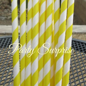 Yellow Stripe Straws Yellow Straws Birthday Bumblebee Shower Wedding Party Mason Jar Cake Pop Straws