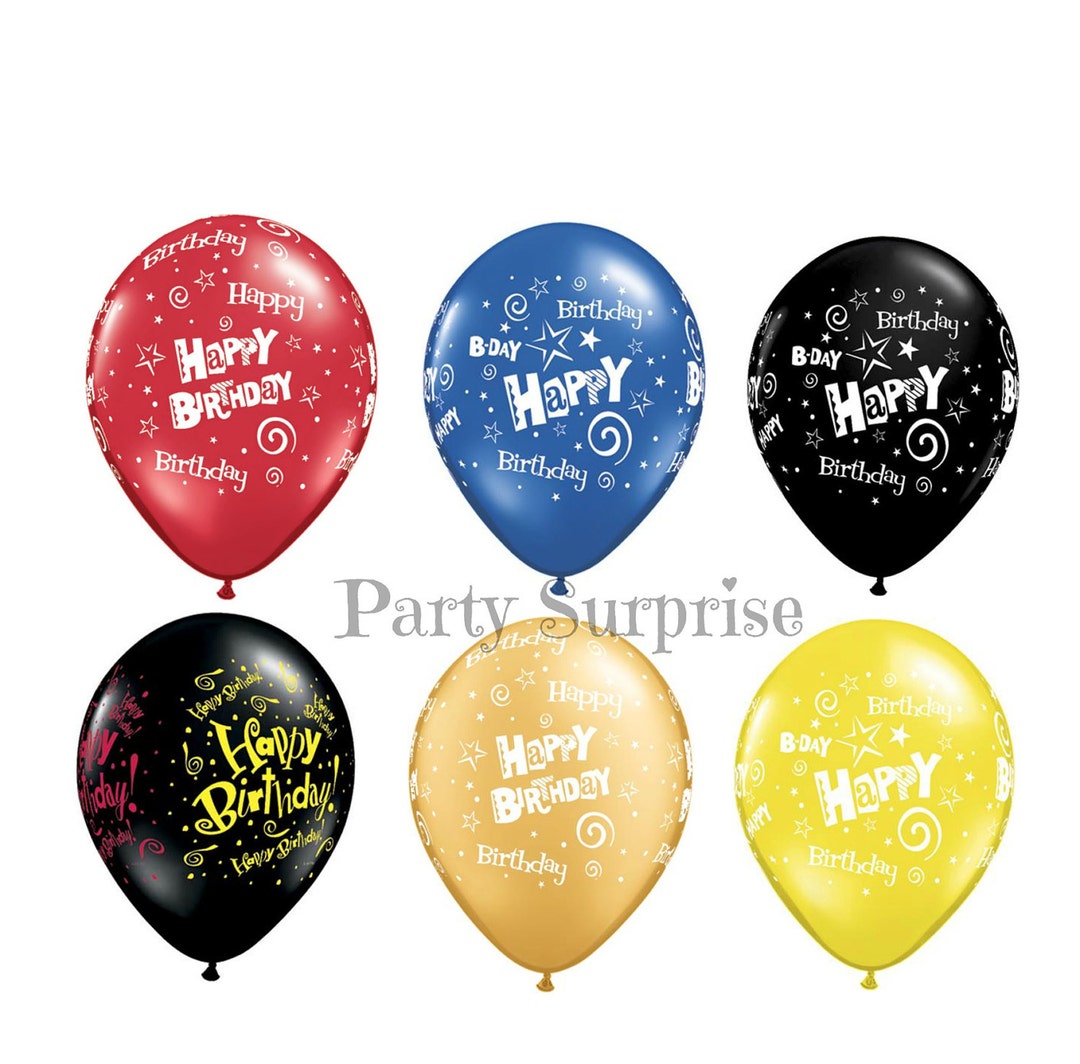 Happy Birthday Balloons 11 Latex Red Blue Black Gold Yellow Birthday ...