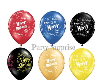 Happy Birthday Balloons 11" latex Red Blue Black Gold Yellow Birthday Balloons Kids Birthday Party Adults Birthday Party Birthday Balloons