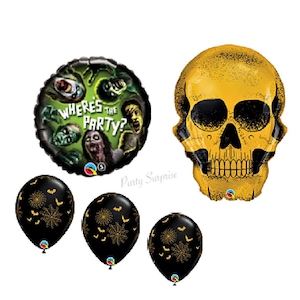 Zombie Balloons Halloween party decorations Zombie party, Zombie Party Balloons, Zombie decorations, Sugar Skulls, Jumbo Skull balloon USA