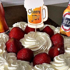 Beer Cupcake Toppers Cheers and Beers Bottle Beer Mugs Customize Bachelor Party 21st Birthday Man Birthday Party Football Sports Party