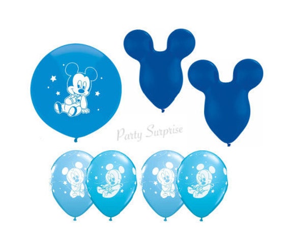 Baby Mickey Mouse Balloon Package Boy Baby Shower Mickey Mouse New Baby Boy Balloons Mouse Ear Balloons Blue Latex Made in USA Il_570xn