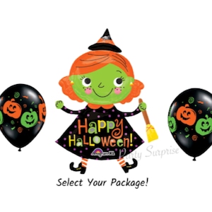 Halloween Witch Balloon Halloween Party Decorations Pumpkin Balloons Witch Balloons Kids Halloween Party Witch Balloon Made in USA