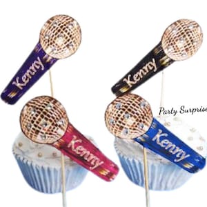 Microphone Cupcake/Cake Toppers/Banners/Guest Favors Hand Made