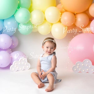 Rainbow Matte Garland Balloons Boy Girl Garland Jumbo Number 1 Made in USA Pink Blue Green Lilac Chalky Balloons Kids Balloon Garland