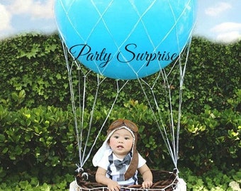 Hot Air Balloons with Nets 36" 30" Baby Shower 1st Birthday Party Jumbo Giant Balloon, All balloons made in the USA