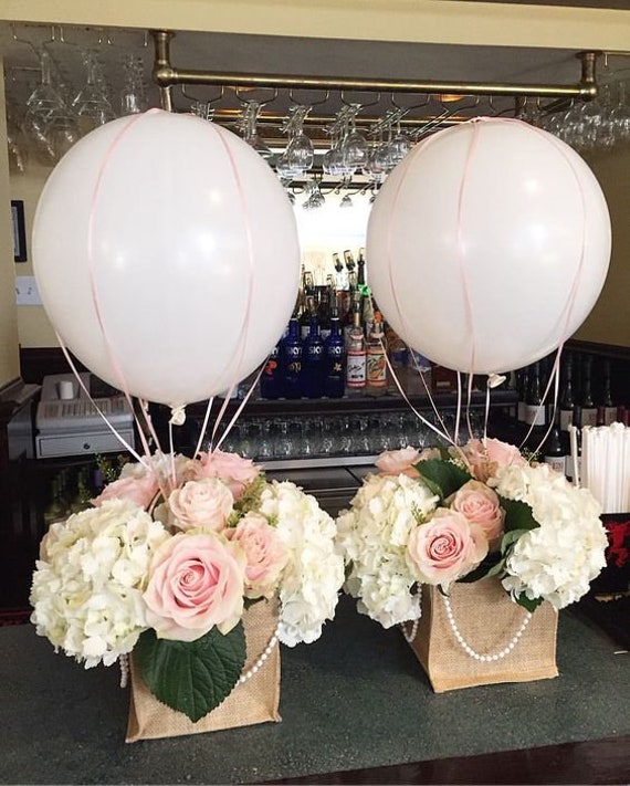 Hot Air Balloons & Nets 16", 17" Balloons Bridal Shower Baby Shower Birthday Party Gender Reveal Bon Voyage Table Centerpiece Hot Air Balloo Il_570xn