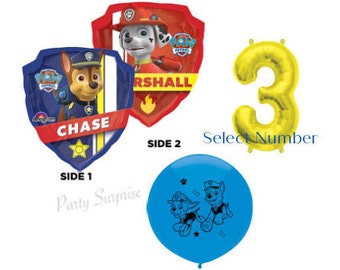 Paw Patrol Balloons Chase Marshall Gold Number Birthday Boy Paw Patrol Birthday Party Balloons Made in USA