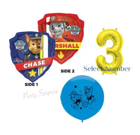 Paw Patrol Balloons Chase Marshall Gold Number Birthday Boy Paw Patrol Birthday Party Balloons Made in USA