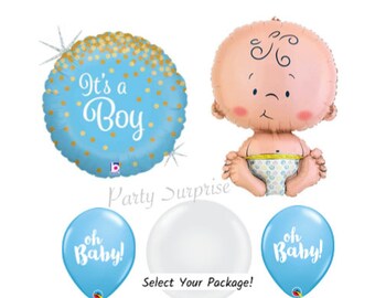 Baby Shower Balloons Jumbo Baby Mylar Foil Oh Baby Select Your Package Baby Boy Balloons Gender Reveal Baby Balloons Round Pearl White