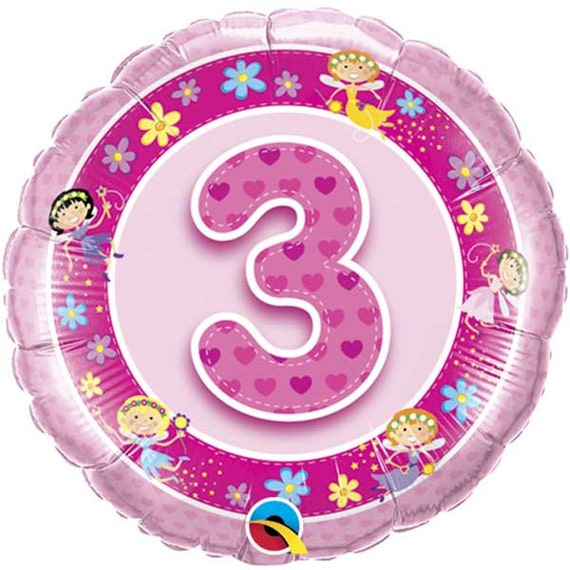 Globo niña 3er cumpleaños, 3er cumpleaños, globo rosa número 3