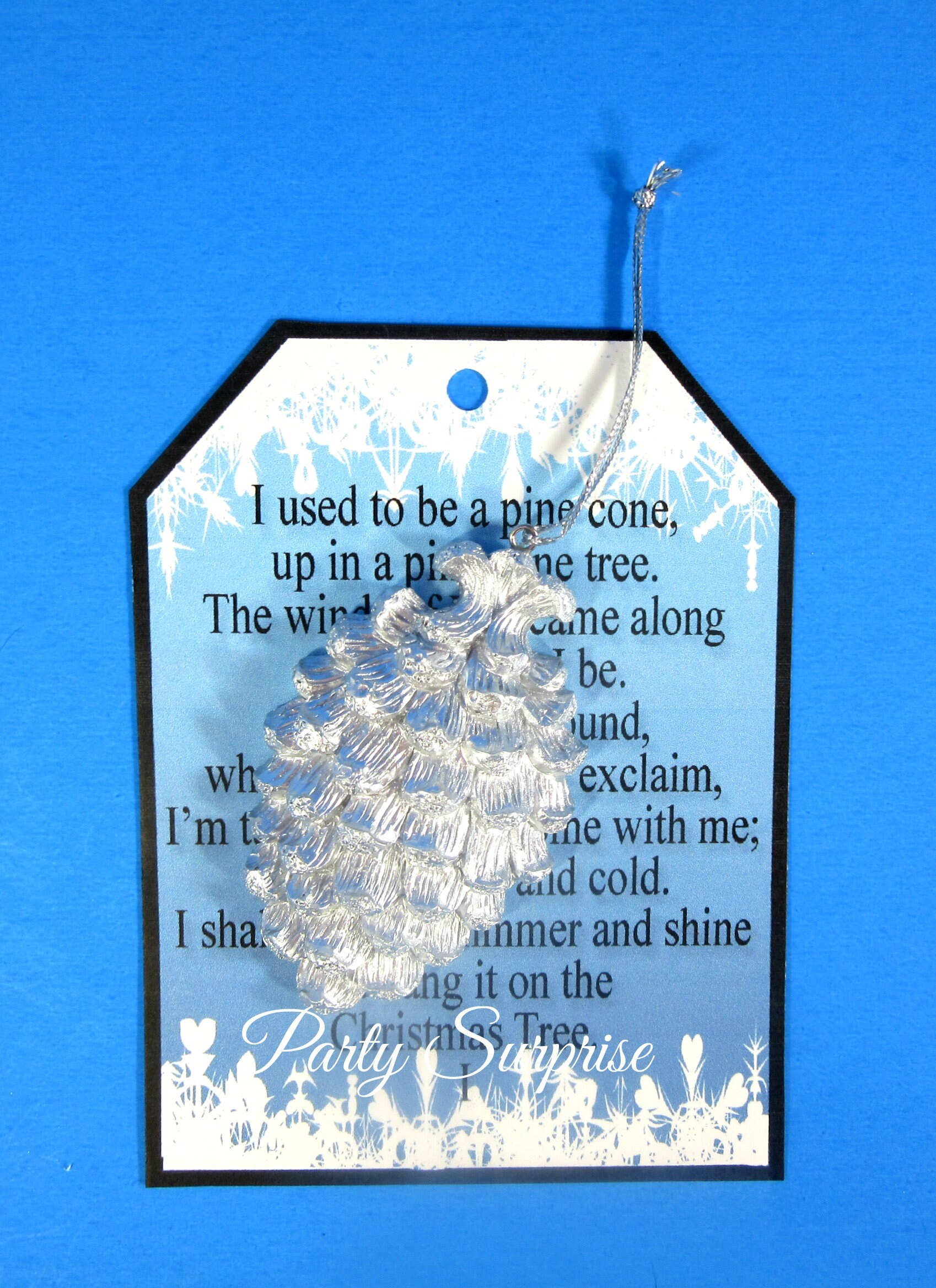Christmas Pinecone Ornament with Original Poem Gift Tag Silver | Etsy