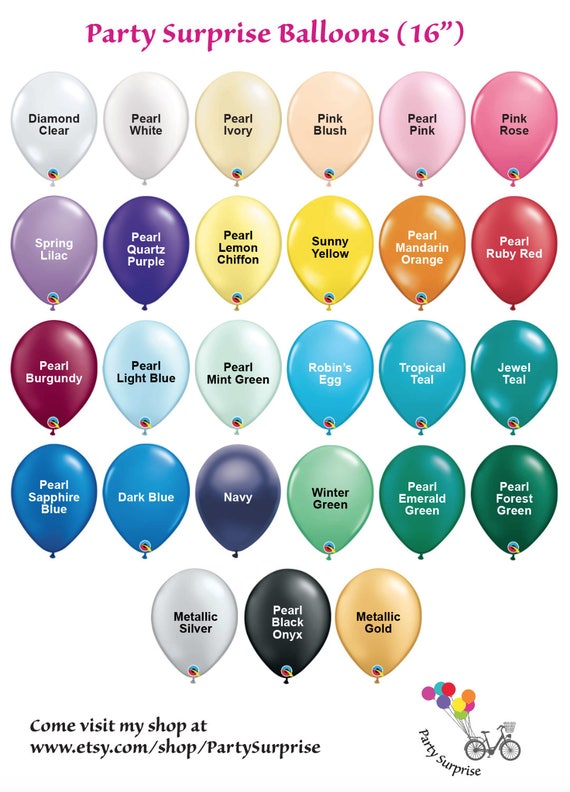 Balloons 16 Black Clear White Blue Navy Red Yellow Gold Silver