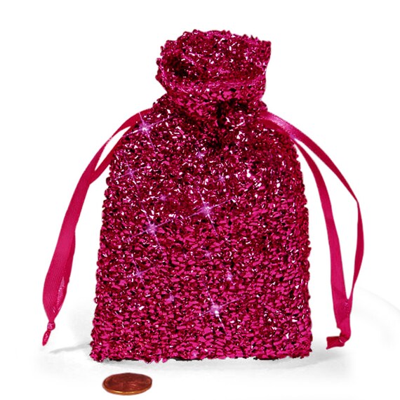 Pink Favor Bags Gift Bags Sparkle Glitter Wedding Bridesmaid Shower Glitter Jewelry Womens Party Gift Bags Hot Pink, Gold, Silver, Red Il_570xn