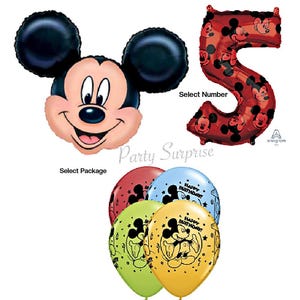 Mickey Mouse balloons mylar foil, latex, number. Select your number and package.
