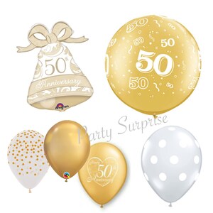 50th Anniversary Balloon Package Gold Balloons 50th Anniversary Gold or Jelli Numbers 5 0 Made in USA image 8