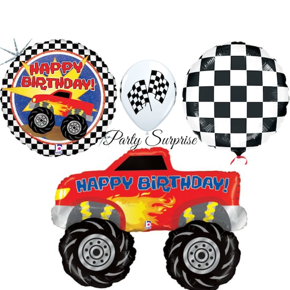 Monster Truck Happy Birthday Balloon Package, Birthday Men Boy Party Balloon Truck Car and Party Balloon, kids party balloons, truck balloon Il_570xn